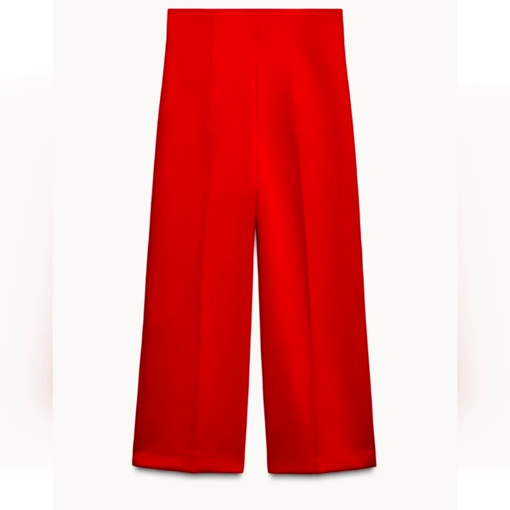 Zara Vibrant Red Wide Leg Pants